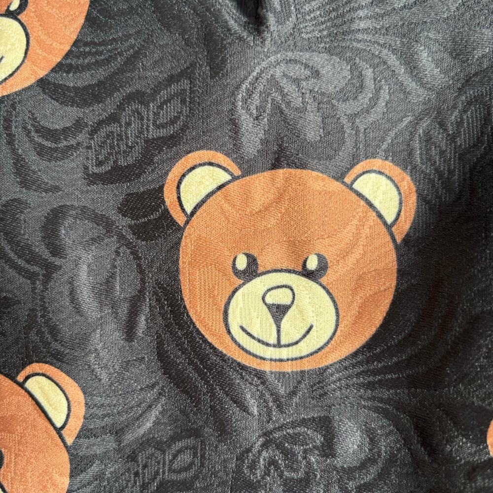 Teddy Bear Print Black Jacquard Pleated FloMidi Skirt Kawaii Harajuku Retro - Picture 11 of 11